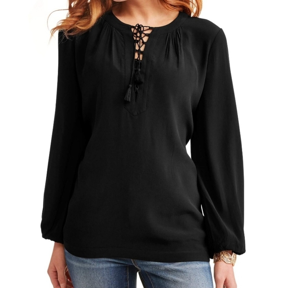 Women's lace up poet shirt